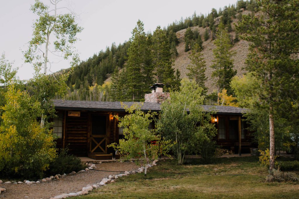 Photo of our lodging backdropped by a mountain retreat in Colorado