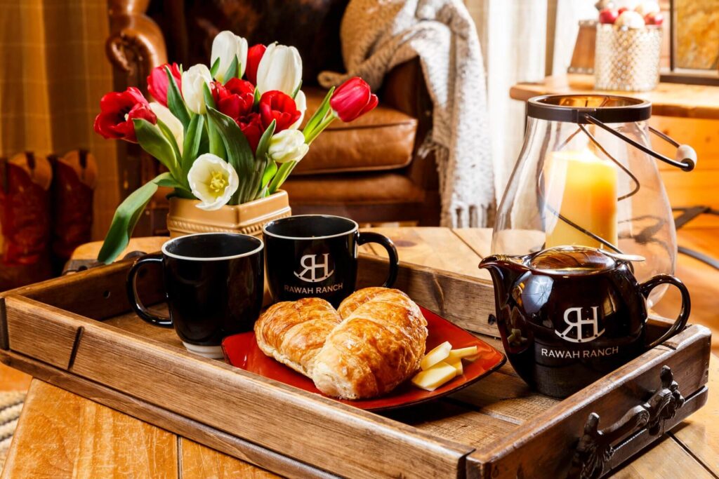 Western hospitality at Rawah Ranch showing a breakfast tray