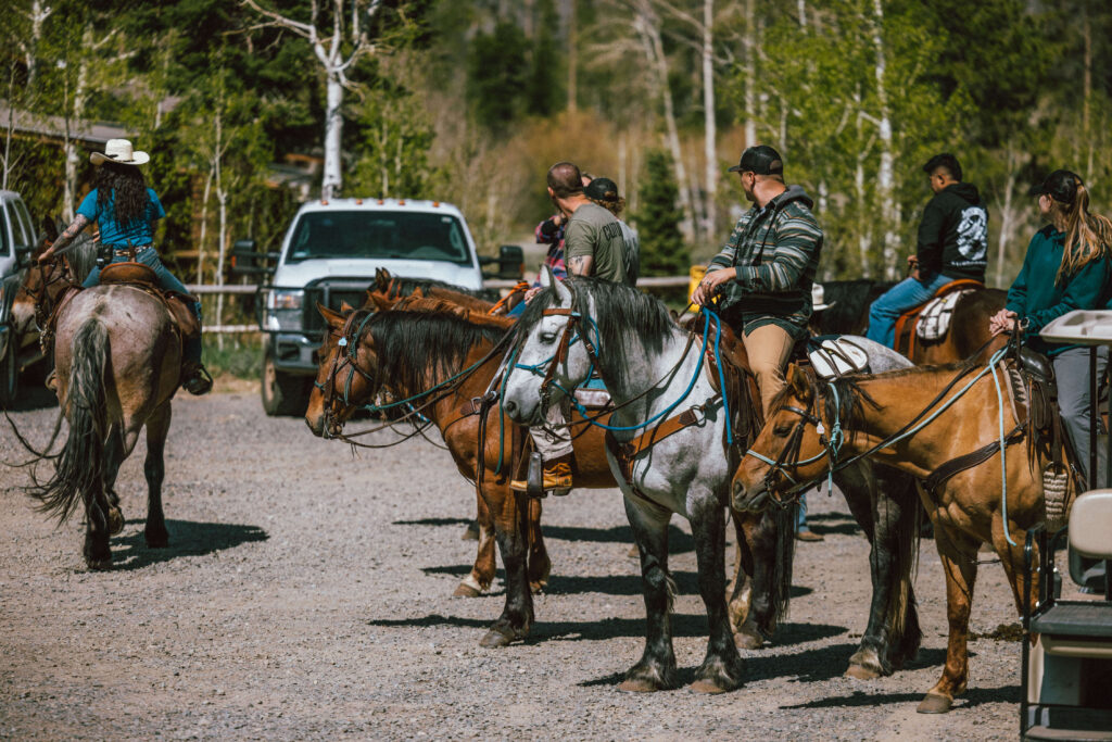 Recon Sniper Foundation riding horses at Rawah Ranch